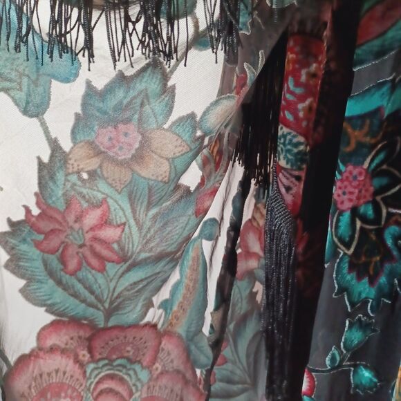 ECI New York Dress Velvet Burnout Size 6 Fringe Midi Boho Rock Fairy Grunge Goth - Picture 6 of 10